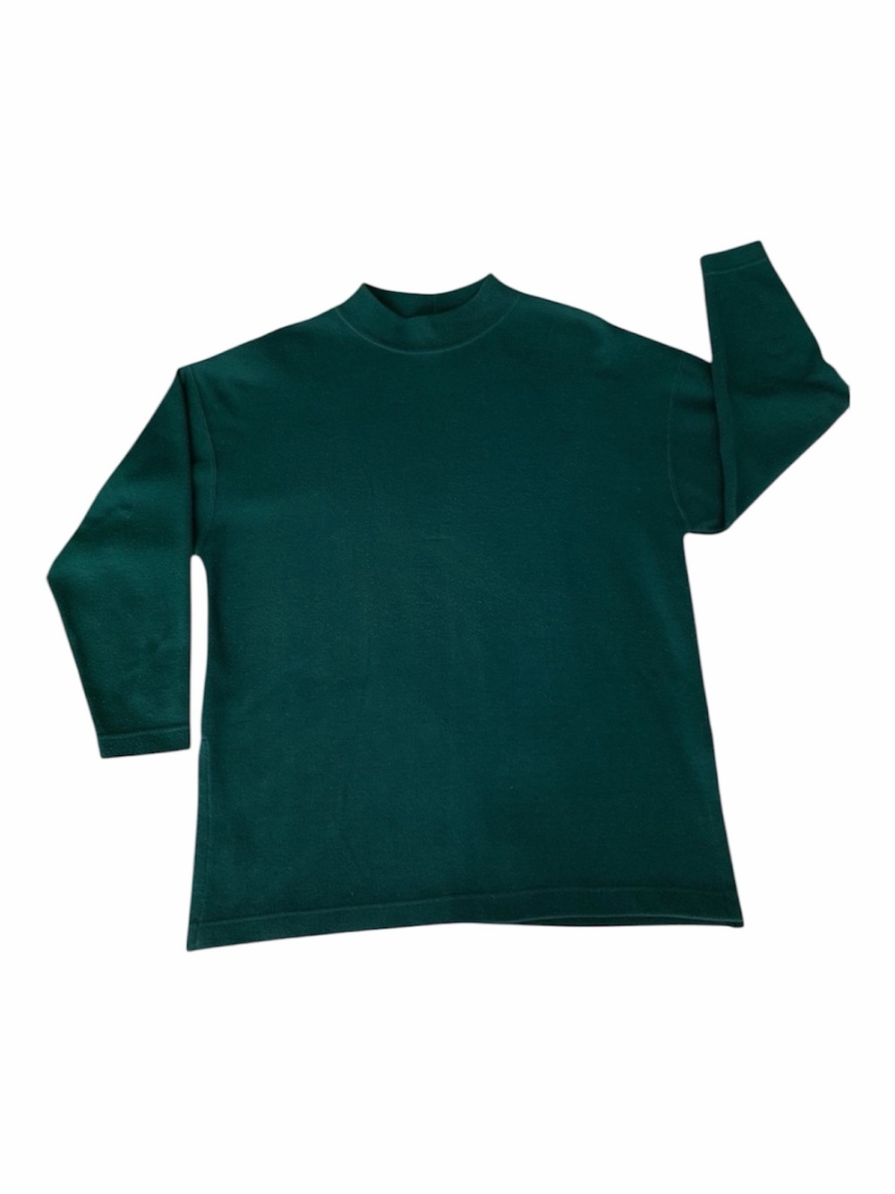Vintage The Limited Mock Neck Ribbed Knit Pullover Sweater Green Side Slit Small